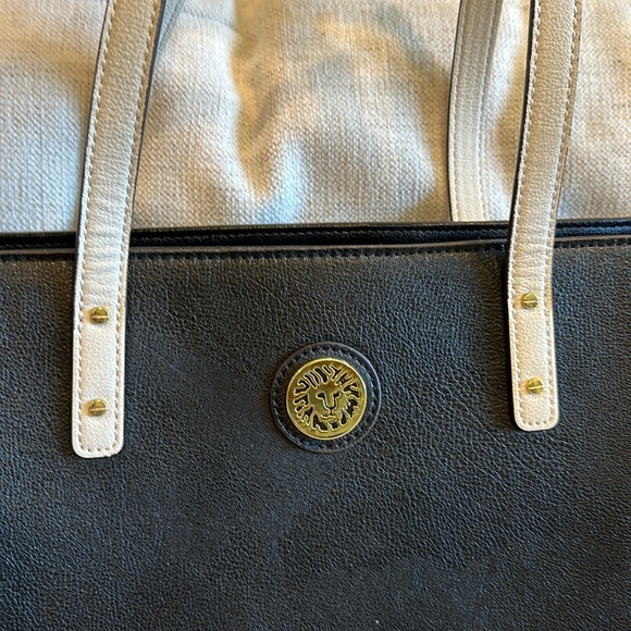 Anne Klein Black and White Leather Tote - Picture 2 of 5